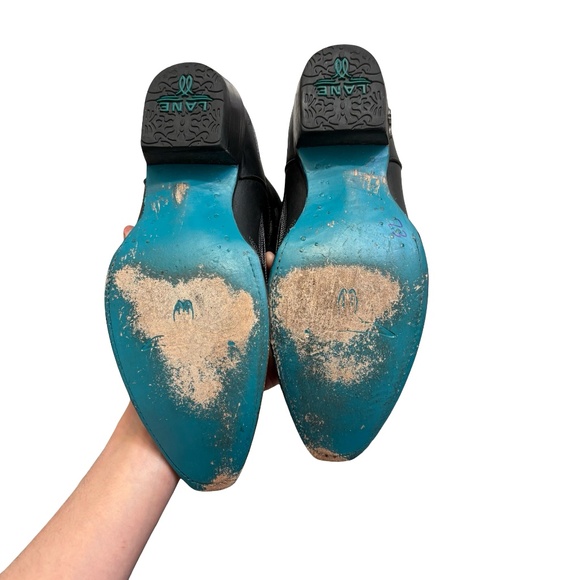 LANE WOMEN'S LEXINGTON WESTERN BOOTIES - SNIP TOE Black leather 8.5 - Picture 5 of 12